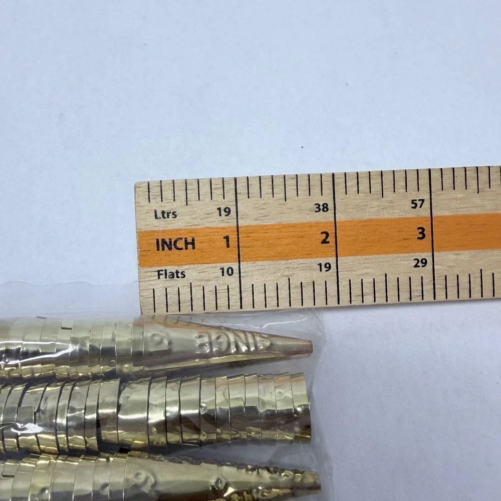 100pc Gold Tone Metal Jingle Cones 1 Inch Rolled Craft Regalia Supplies